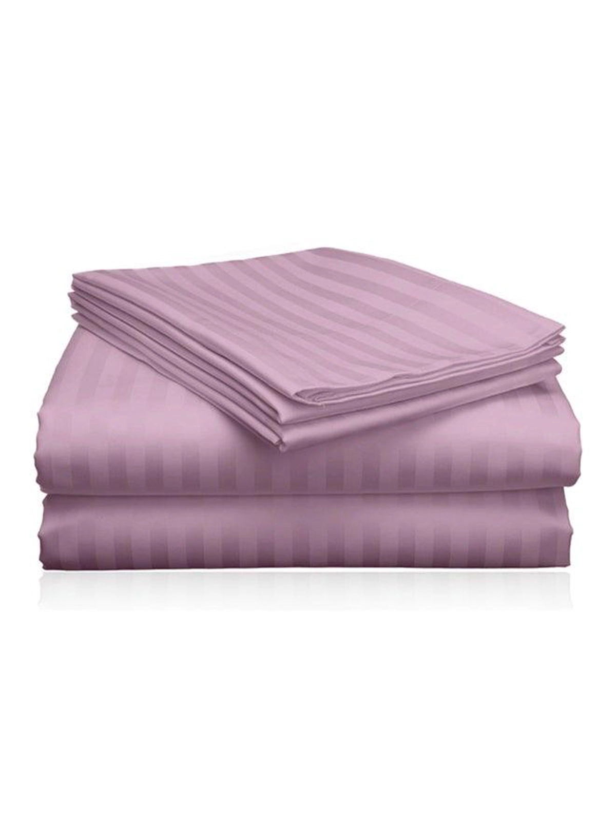 3 Piece Super King Pink Striped Bed Sheet Set – Ultra-Soft Microfiber Striped Sheet & 2 Pillowcases, Breathable Luxury Bedding for Home & Hotel Use-5-5