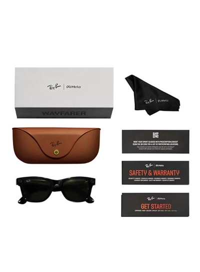 Meta Ray-Ban Wayfarer RW4008 Large Matte Black Clear Graphite Green Transition Black-5