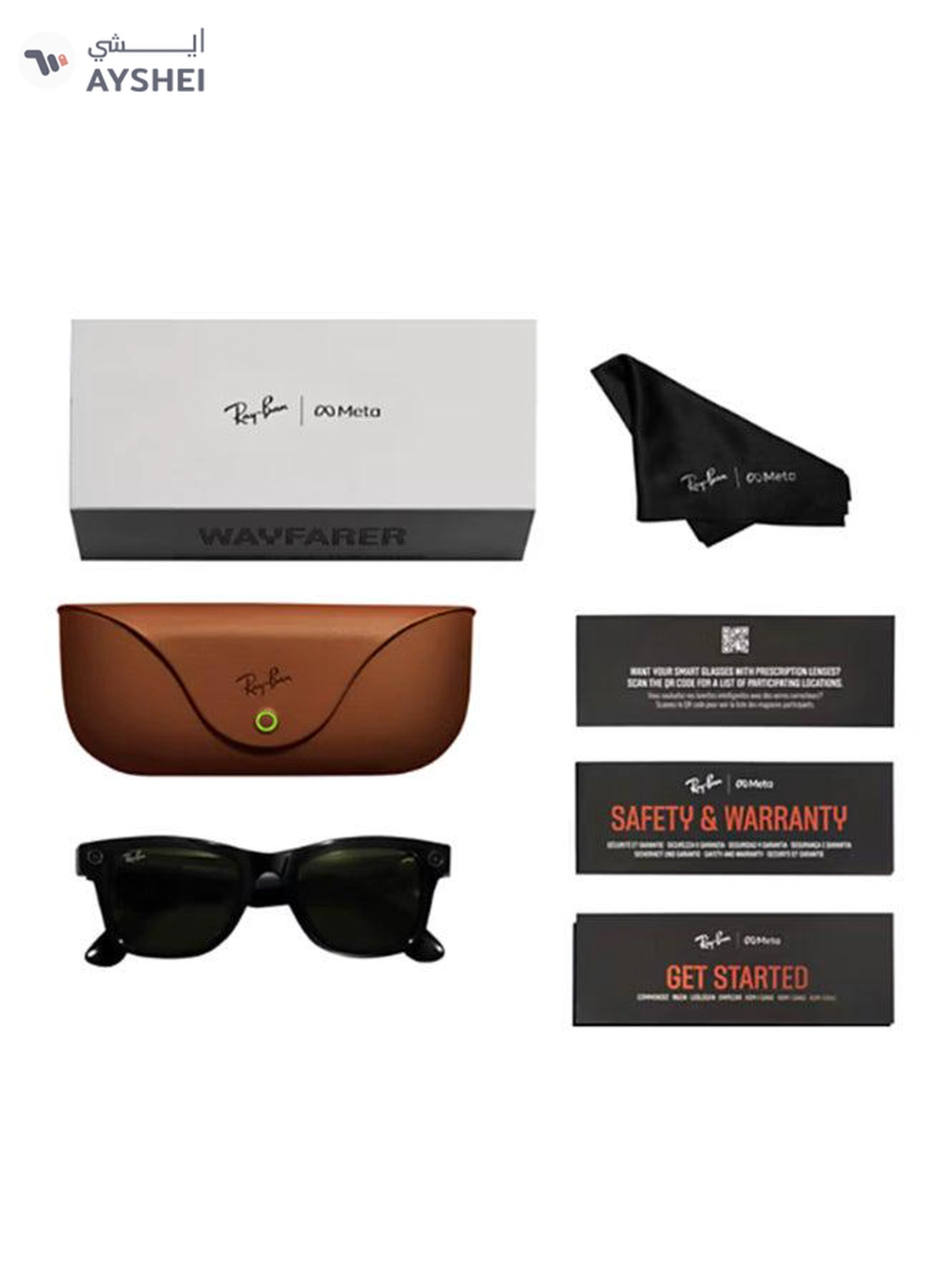 Meta Ray-Ban Wayfarer RW4008 Large Matte Black Clear Graphite Green Transition Black-5-5