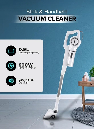 GEEPAS Stick & Handheld Vacuum Cleaner, HEPA Filter, Handheld & Stick, 0.9L Dust Bag Capacity, 600W Powerful Motor, Transparent Dust Cup for Easy Check, Lightweight Body & Low Noise 0.9 L 600 W GVC2596N White-6