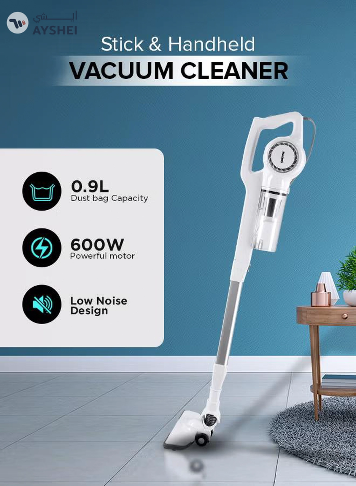 GEEPAS Stick & Handheld Vacuum Cleaner, HEPA Filter, Handheld & Stick, 0.9L Dust Bag Capacity, 600W Powerful Motor, Transparent Dust Cup for Easy Check, Lightweight Body & Low Noise 0.9 L 600 W GVC2596N White-6-6