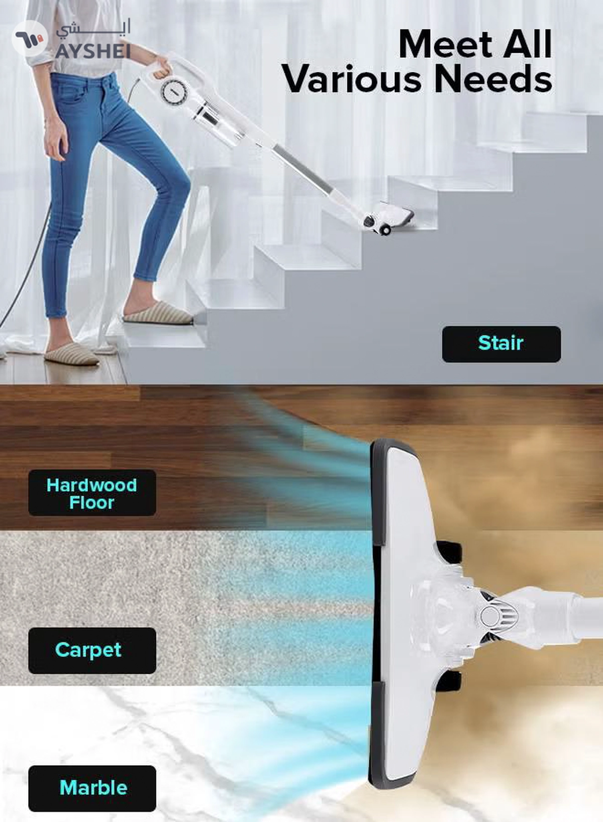 GEEPAS Stick & Handheld Vacuum Cleaner, HEPA Filter, Handheld & Stick, 0.9L Dust Bag Capacity, 600W Powerful Motor, Transparent Dust Cup for Easy Check, Lightweight Body & Low Noise 0.9 L 600 W GVC2596N White-1-1