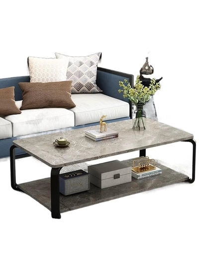 DubaiGallery Round Tea Table Living Room Coffee Tables Marble Texture Wooden Combination Furniture Durable Table-0