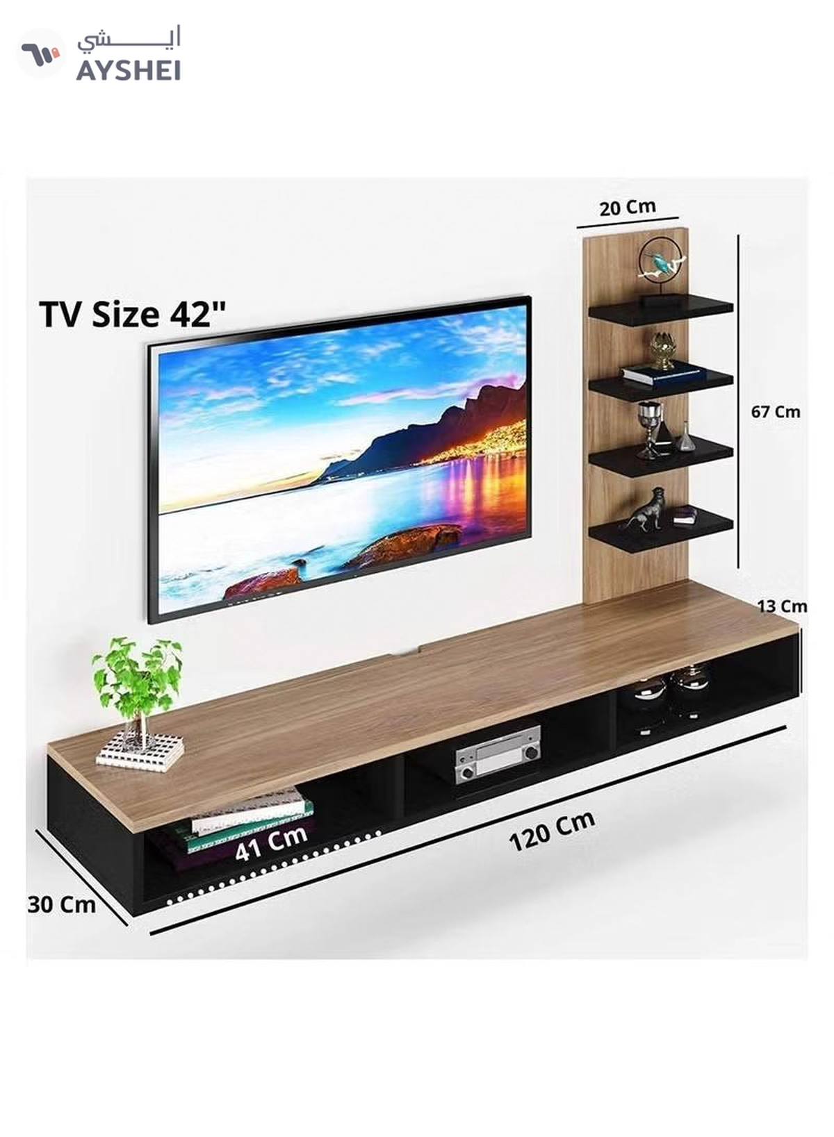 Eworld Wooden Twist TV Unit Shelf Dressing and Bed Size Table for Home Office-3-3