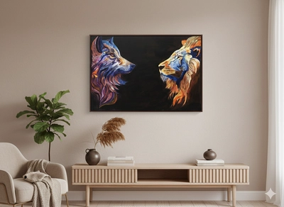 lion and wolf painting -0