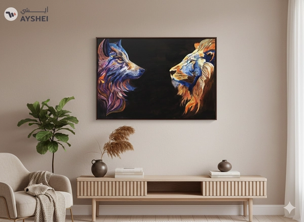 lion and wolf painting 