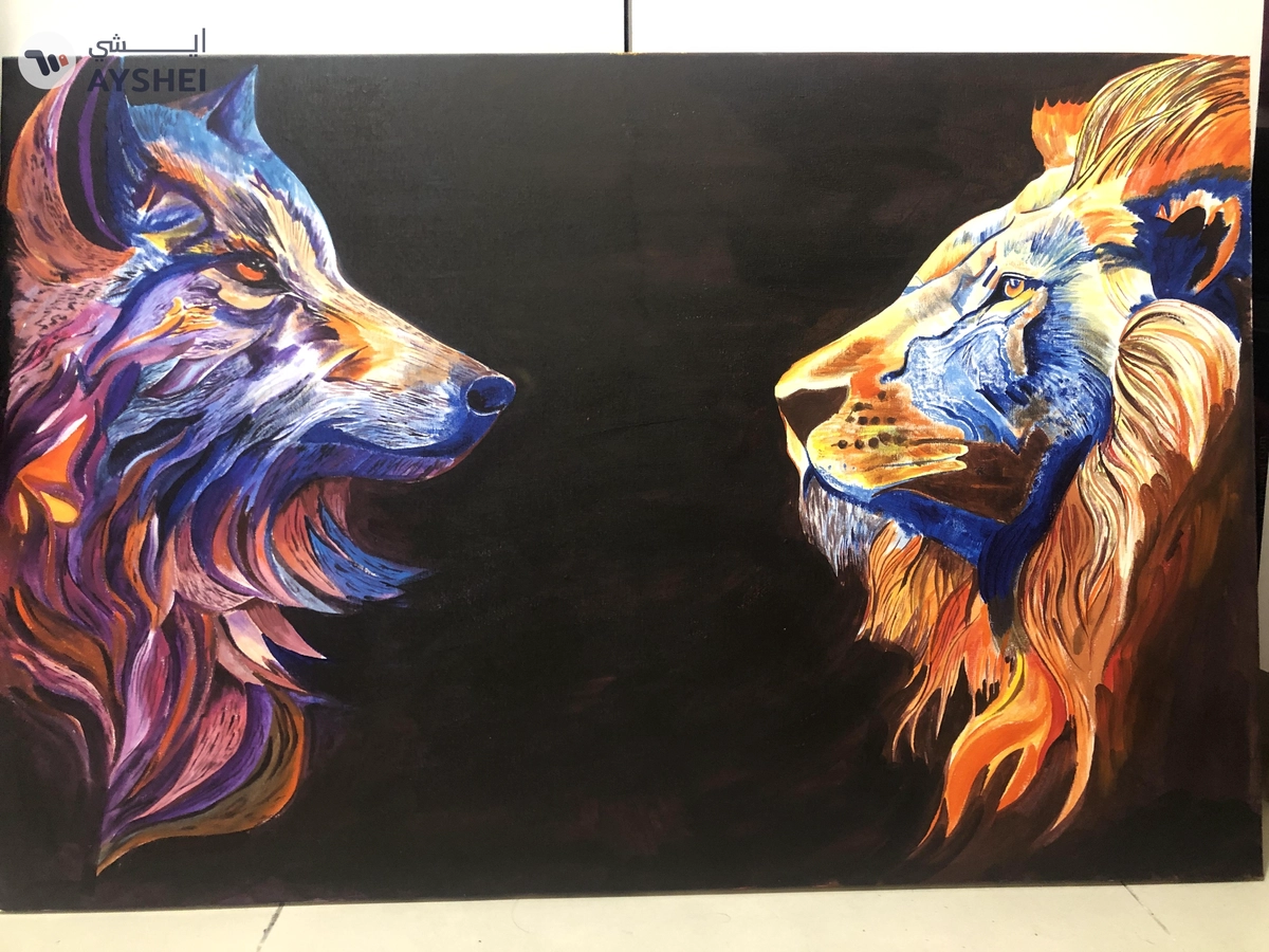 lion and wolf painting -1-1