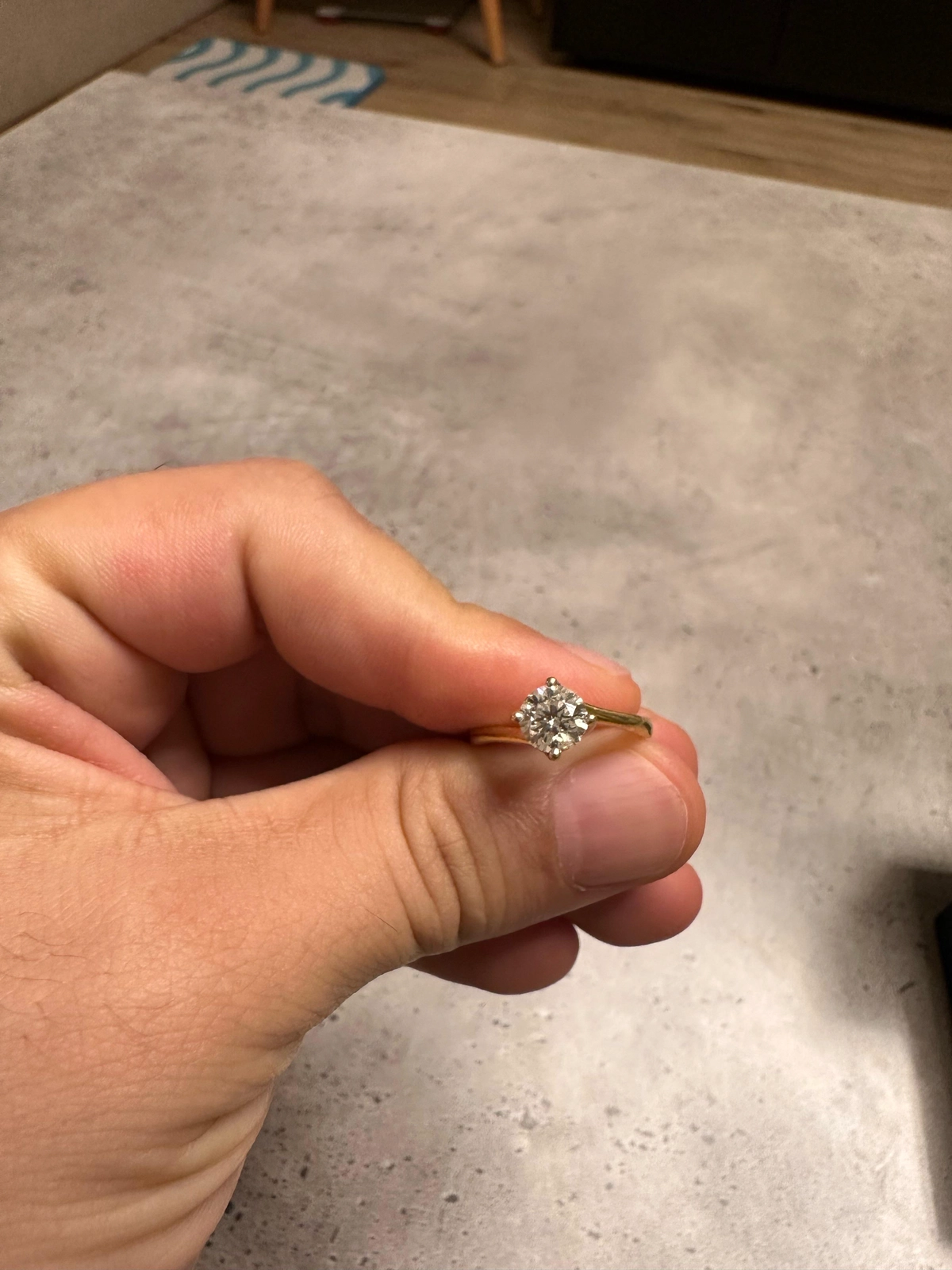 Mine Gold Solitaire Diamond Ring-2-2