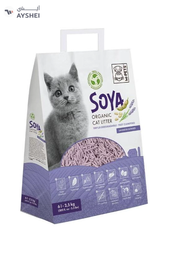 M-PETS Soya Organic Cat Litter Lavender Scented 6 L – 100% Biodegradable
