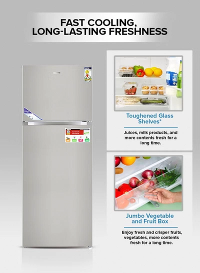 GEEPAS 595L Gross/465L Net Capacity No Frost Double Door Refrigerator| With Inverter Compressor, Interior LED Lighting, Multi Air Flow, Stainless Steel Finish, Recessed Handle, Chrome Bottle Holder & Chiller Shelves, Glass Shelves, Freezer- 100L capacity 0 W GRF6021SSXN Silver-4