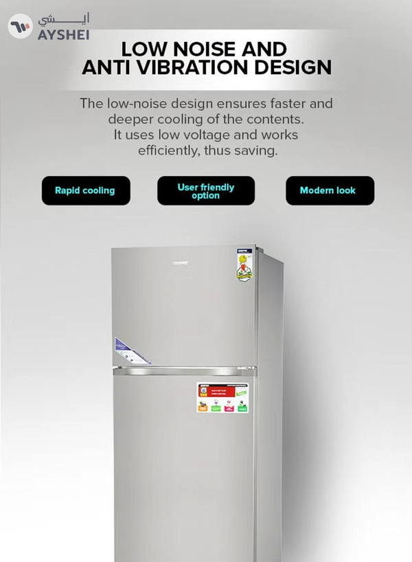 GEEPAS 595L Gross/465L Net Capacity No Frost Double Door Refrigerator| With Inverter Compressor, Interior LED Lighting, Multi Air Flow, Stainless Steel Finish, Recessed Handle, Chrome Bottle Holder & Chiller Shelves, Glass Shelves, Freezer- 100L capacity 0 W GRF6021SSXN Silver