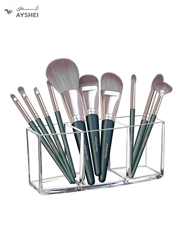 ORiTi 3 Slot Clear Acrylic Makeup Brush Holder Organizer