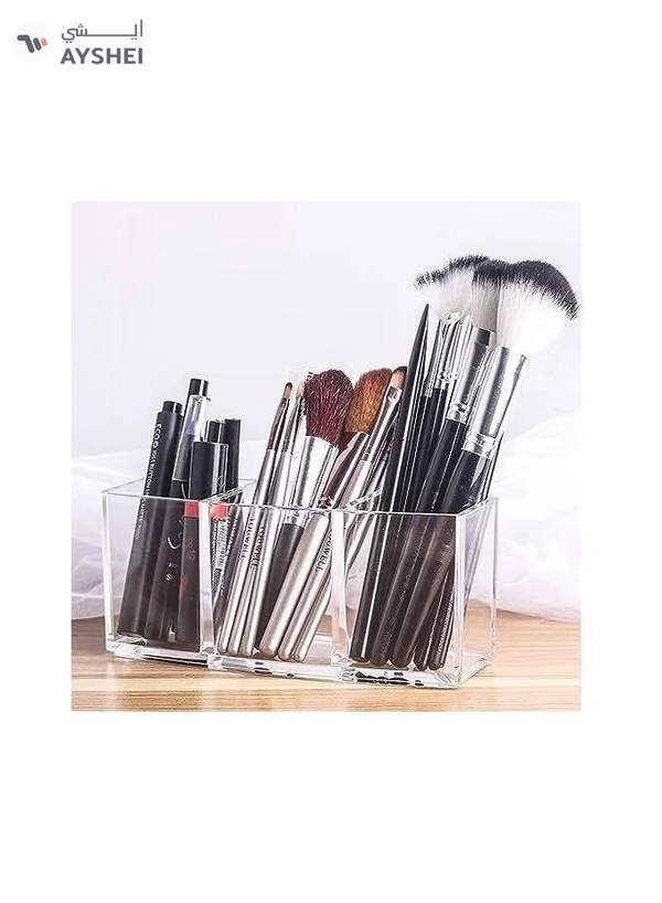 ORiTi 3 Slot Clear Acrylic Makeup Brush Holder Organizer