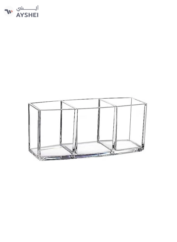 ORiTi 3 Slot Clear Acrylic Makeup Brush Holder Organizer