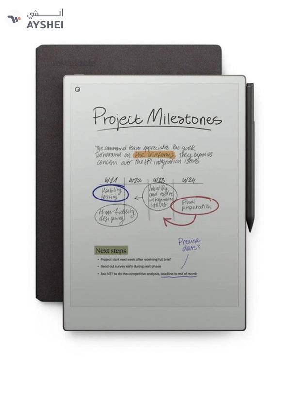 Remarkable Paper Pro Bundle - 11.8-Inch Color Digital Tablet with Marker Plus And Mosaic Basalt book Folio, Adjustable Reading Light, Real Paper Feel, and 14-Day Battery Life