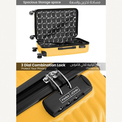 Para John ABS Material 3-Piece Hardsided Luggage Set | 4-Wheel Spinner Trolley | Small (10kg), Medium (20kg), Large (30kg)yellow-5