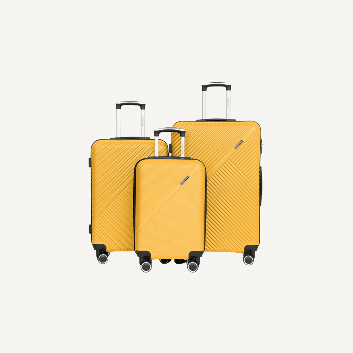Para John ABS Material 3-Piece Hardsided Luggage Set | 4-Wheel Spinner Trolley | Small (10kg), Medium (20kg), Large (30kg)yellow-0-0