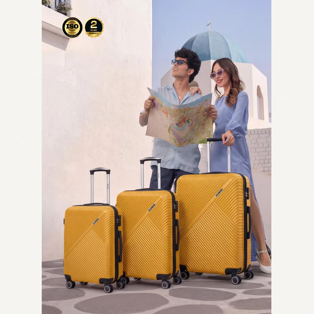 Para John ABS Material 3-Piece Hardsided Luggage Set | 4-Wheel Spinner Trolley | Small (10kg), Medium (20kg), Large (30kg)yellow-6-6