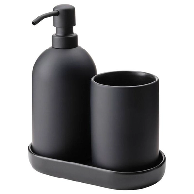 GANSJÖN 3-piece bathroom set, black-0