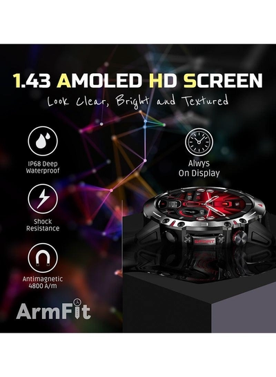 ARMFIT Hulk Smartwatch For Men, AMOLED Always On Display Bluetooth Calling Waterproof Fitness Watches Compatible With Android iOS Black-1