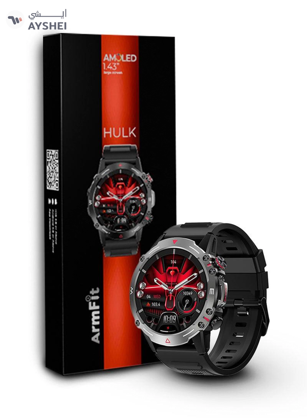 ARMFIT Hulk Smartwatch For Men, AMOLED Always On Display Bluetooth Calling Waterproof Fitness Watches Compatible With Android iOS Black-4-4