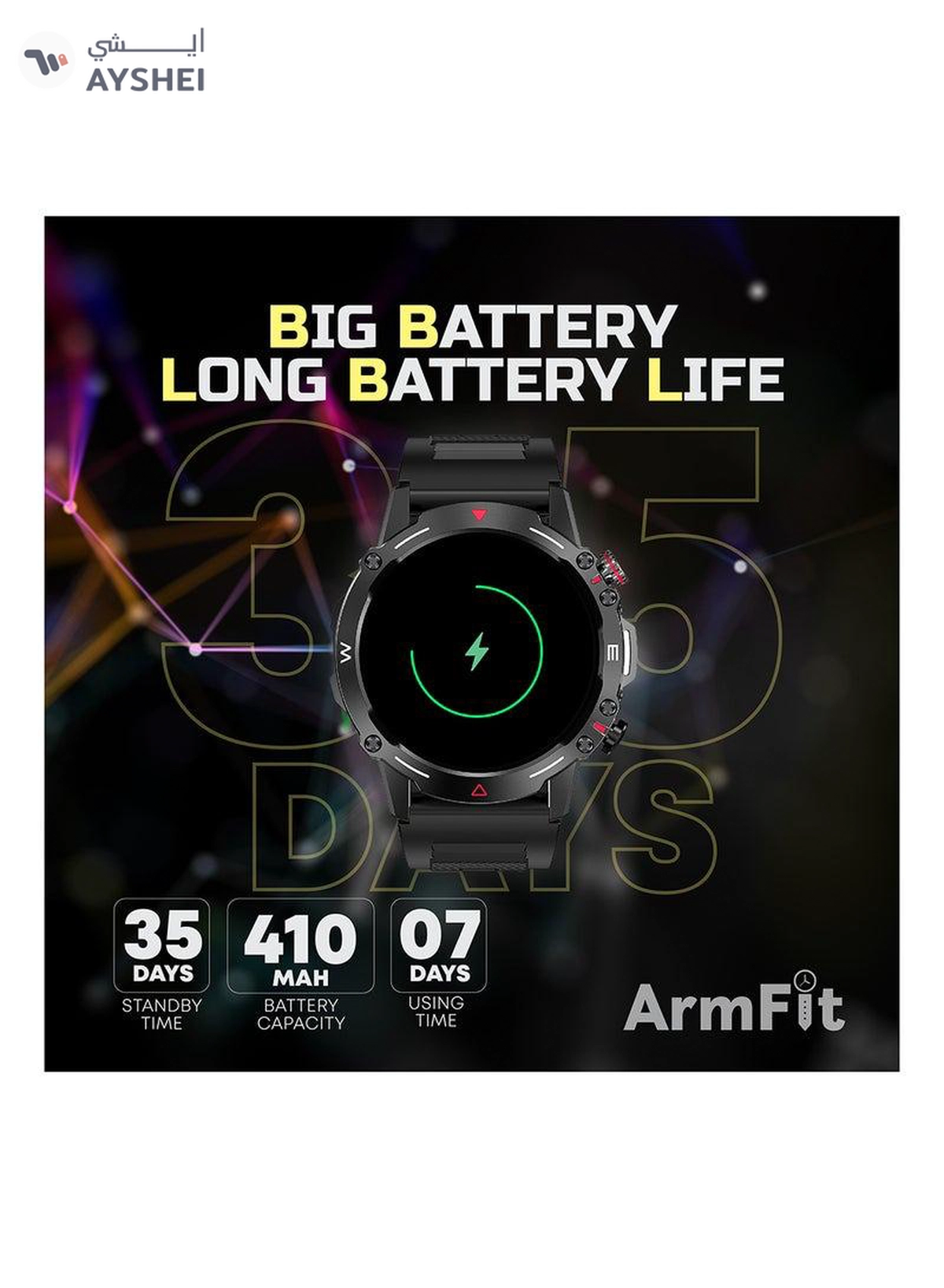 ARMFIT Hulk Smartwatch For Men, AMOLED Always On Display Bluetooth Calling Waterproof Fitness Watches Compatible With Android iOS Black-5-5