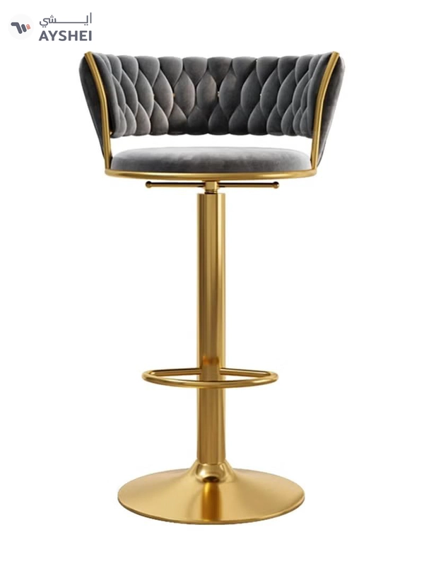 DubaiGallery Luxury bar Stool,Modern Round Adjustable Reception Chair, Gold Velvet Bar Chair, Kitchen high Dining Chair , Height Adjustable and 360° Swivel. Suitable for bar, Home, offce, Cafe