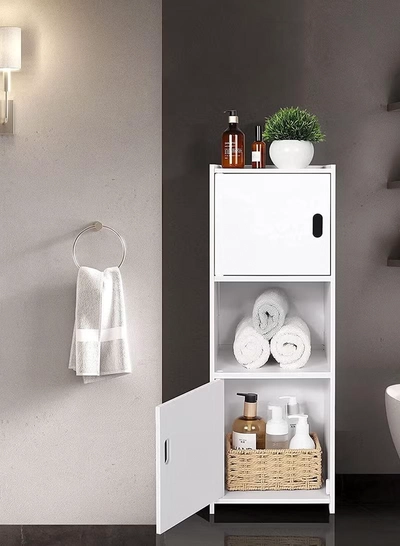 Eworld 3-Tier Free Standing Bathroom Furniture Cabinets with Doors Suitable for Livingroom -4