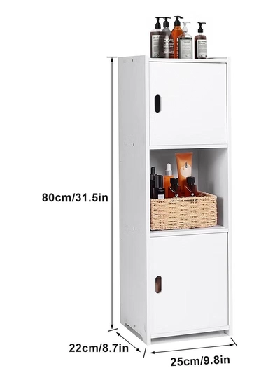 Eworld 3-Tier Free Standing Bathroom Furniture Cabinets with Doors Suitable for Livingroom -6