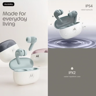 Motorola Moto Buds 2, Pantone Gray Mist, Hi-Res Audio, Dynamic Active Noise Cancelling-4