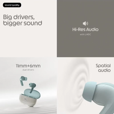 Motorola Moto Buds 2, Pantone Gray Mist, Hi-Res Audio, Dynamic Active Noise Cancelling-3