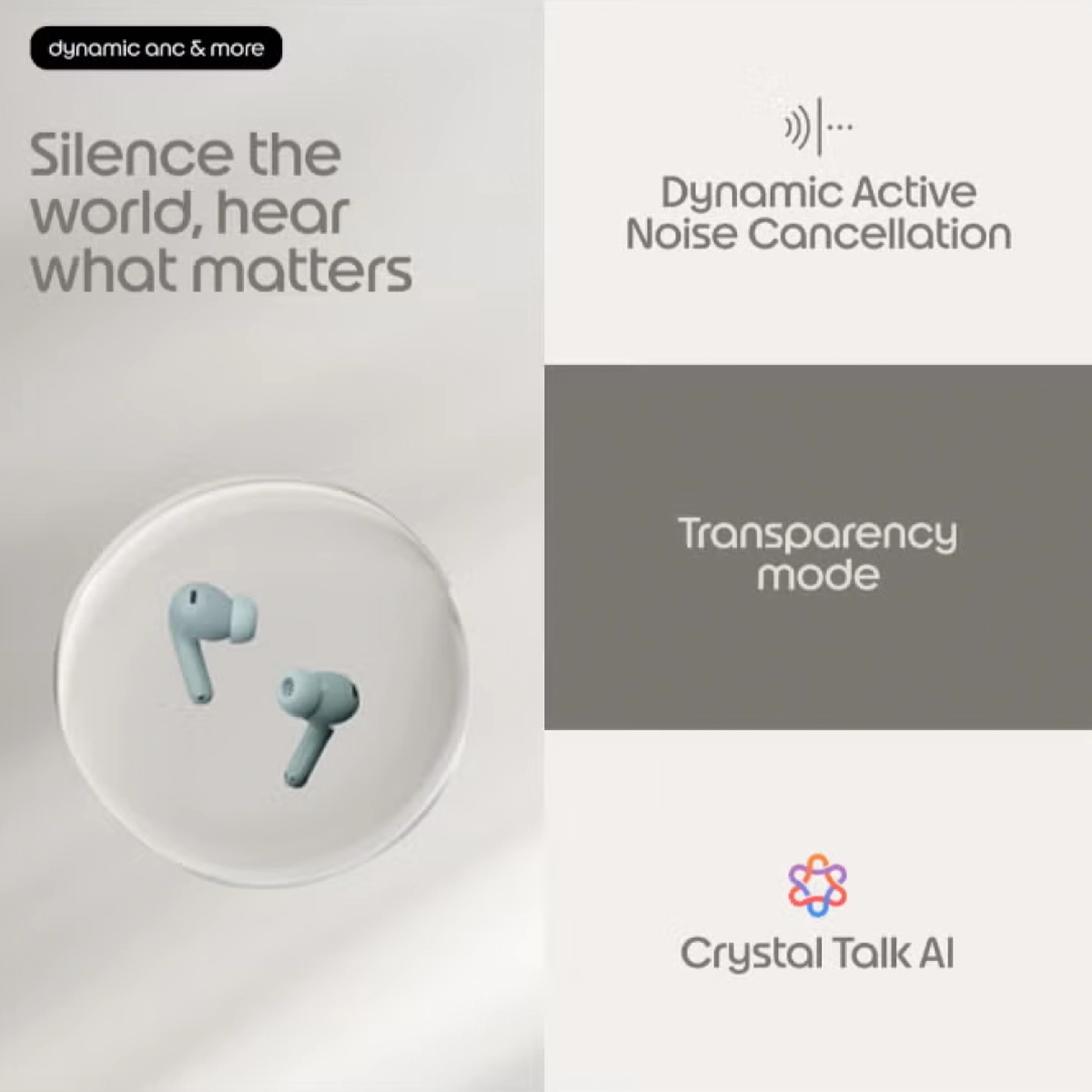 Motorola Moto Buds 2, Pantone Gray Mist, Hi-Res Audio, Dynamic Active Noise Cancelling-2-2