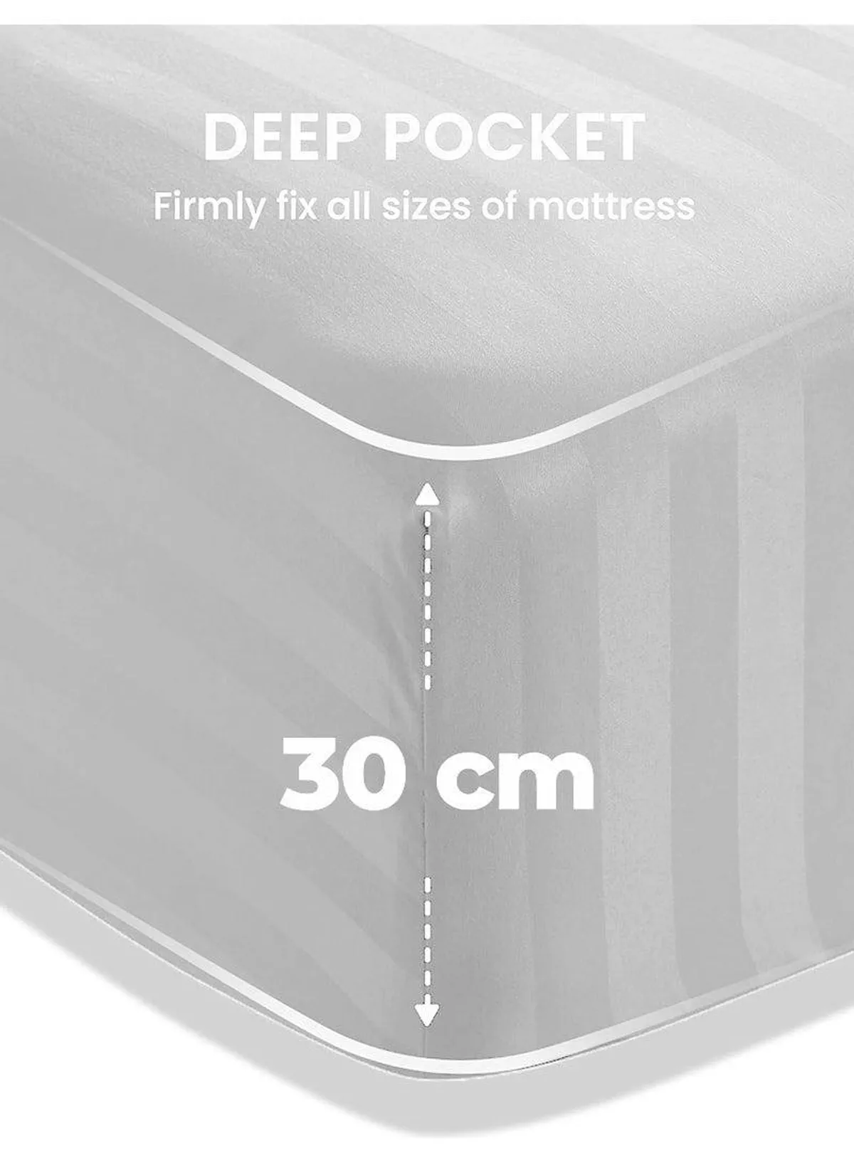 4-Piece Luxury White Striped Bedding Set Includes 1 Regular Bedsheet, 1 Fitted Bed Sheet, and 2 Pillow Cases for Ultimate Hotel-Inspired Sophistication in King, Queen and Single Sizes-1-1