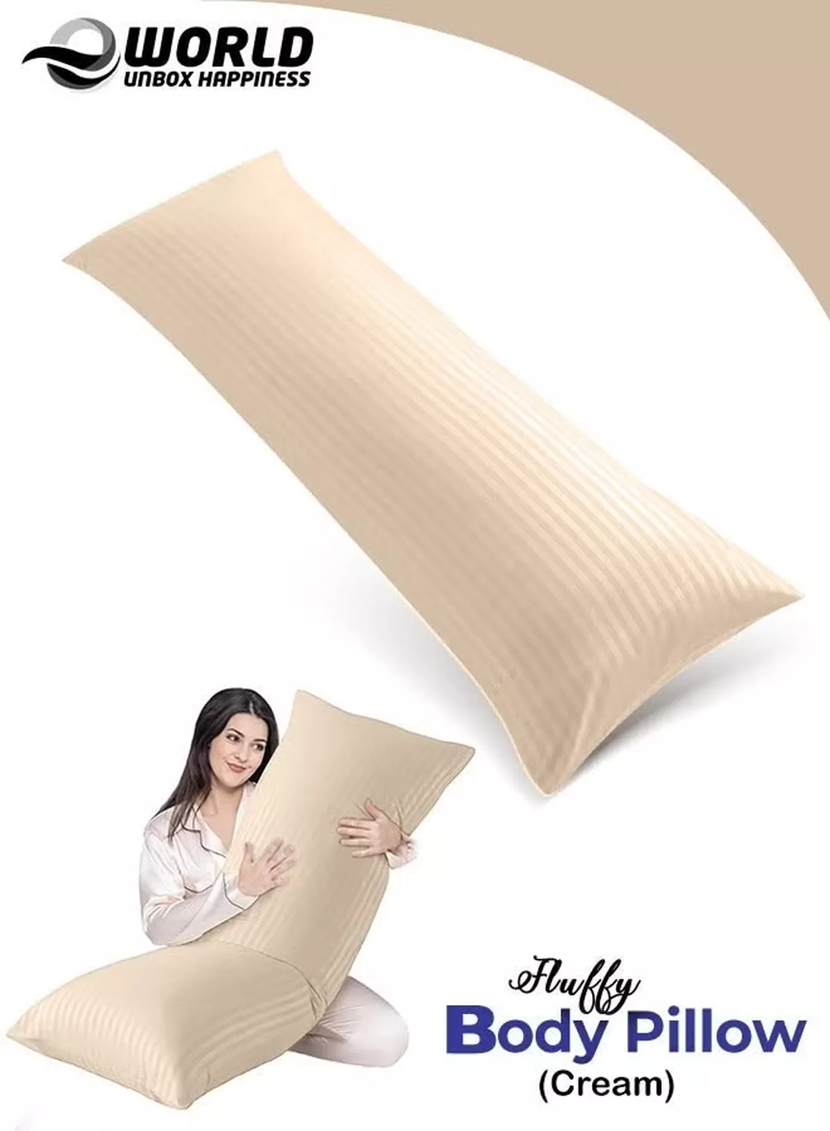 Eworld Premium Full Body Pillow for Adults, Ultra-Smooth Polyester Fiber, Breathable & Ideal for Side Sleepers, with Ultra-Soft Cotton Cover, Available in Multiple Colors, 120x45 cm-1-1