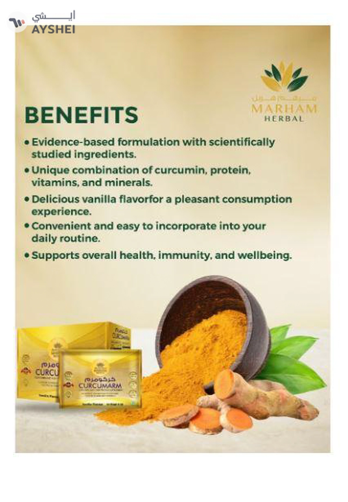 MARHAM HERBAL Curcumarm Sachet: Curcumin and High Protein Supplement | Rich Immunity Booster -4-4