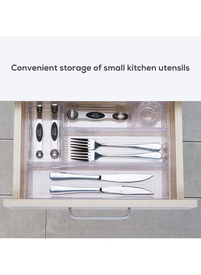 Eworld 16-Piece Clear Plastic Drawer Organizer Tray Set-4