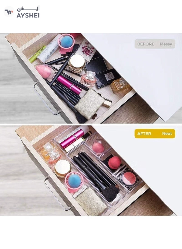 Eworld 16-Piece Clear Plastic Drawer Organizer Tray Set