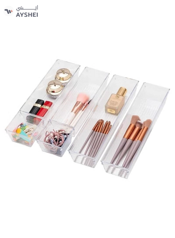 Eworld 16-Piece Clear Plastic Drawer Organizer Tray Set