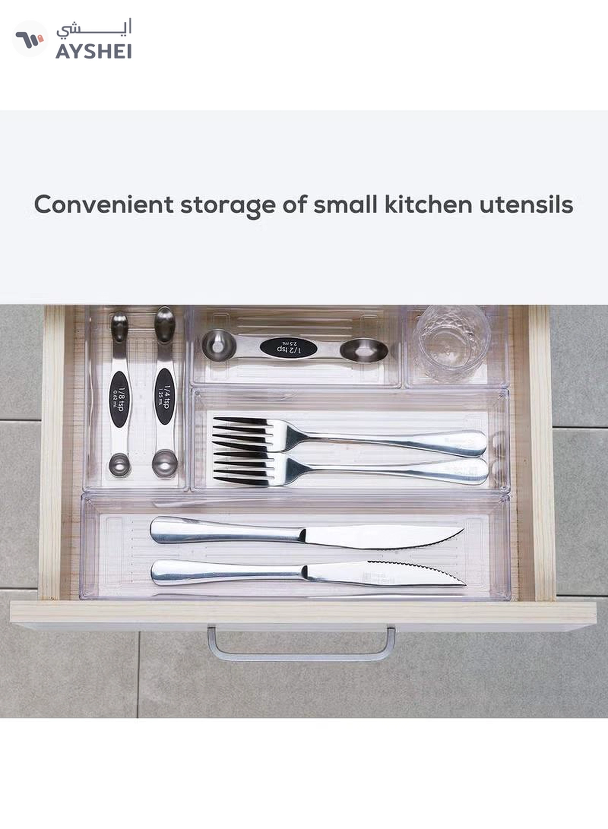 Eworld 16-Piece Clear Plastic Drawer Organizer Tray Set-4-4