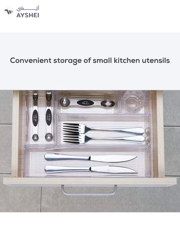 Eworld 16-Piece Clear Plastic Drawer Organizer Tray Set