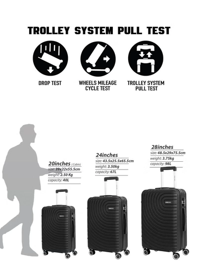 PARAJOHN Cabin Size 20-Inch ABS Lightweight Hardshell Luggage Trolley | carrying 2.5kg 4-Wheel Spinner Suitcase black-2
