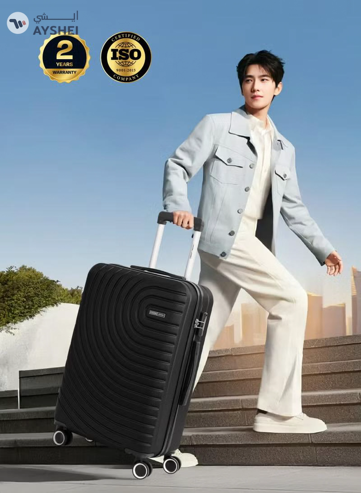 PARAJOHN Cabin Size 20-Inch ABS Lightweight Hardshell Luggage Trolley | carrying 2.5kg 4-Wheel Spinner Suitcase black-1-1