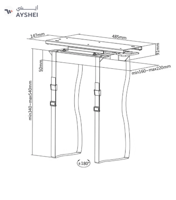 Navodesk Stap-on Under Desk CPU Holder, CPU Mount, PC Holder with Sliding Track