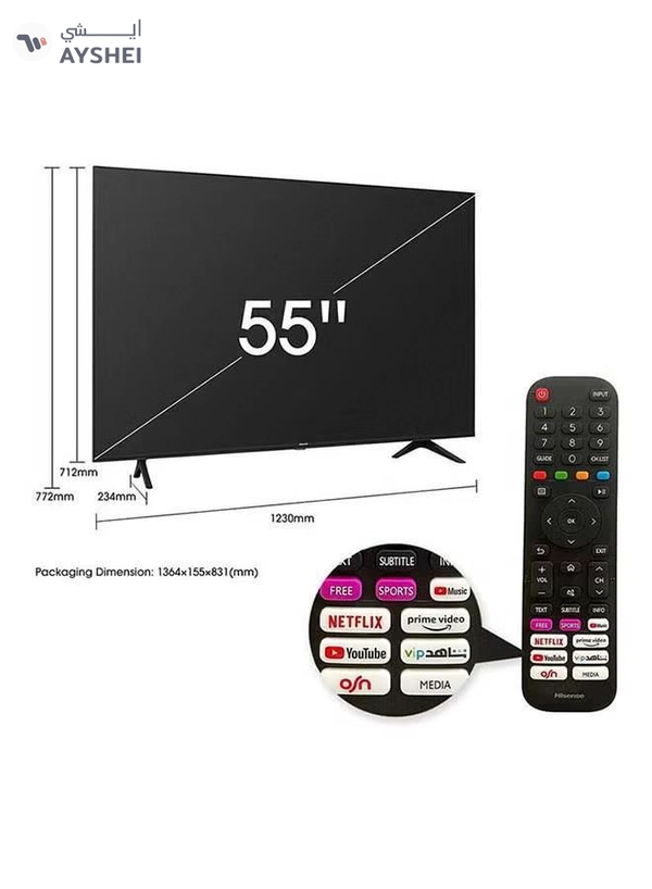 Hisense 55 UHD Smart TV 55A61G Black