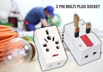 ABBASALI 03 Way Adapter with Square Pin Universal Socket with Light And 13A Fuse-1