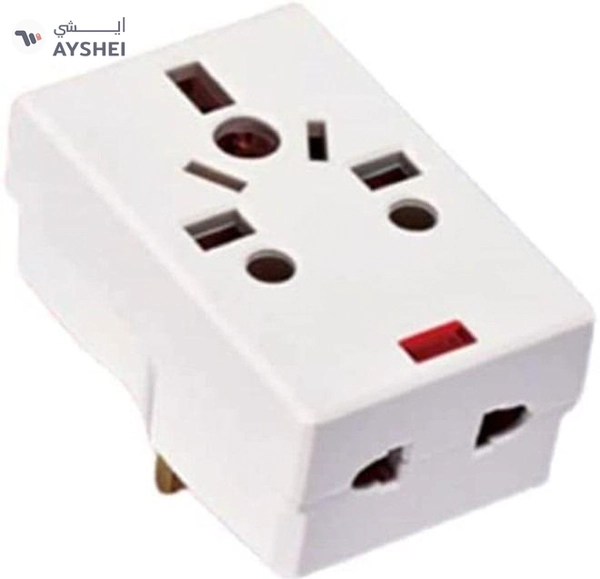 ABBASALI 03 Way Adapter with Square Pin Universal Socket with Light And 13A Fuse