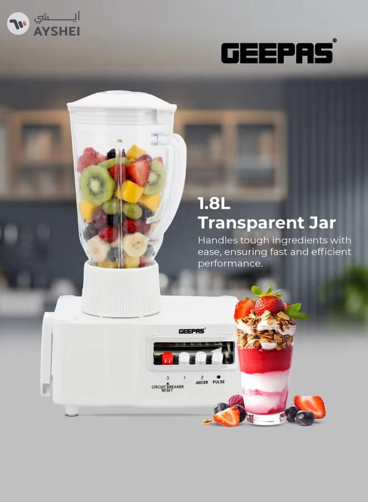 GEEPAS 4-In-1 Multi-Function Food Processor 1.8 L 650 W GSB5439NV White-1-1