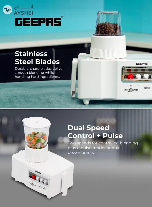 GEEPAS 4-In-1 Multi-Function Food Processor 1.8 L 650 W GSB5439NV White