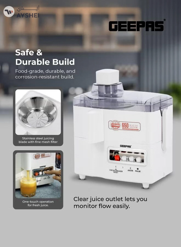 GEEPAS 4-In-1 Multi-Function Food Processor 1.8 L 650 W GSB5439NV White