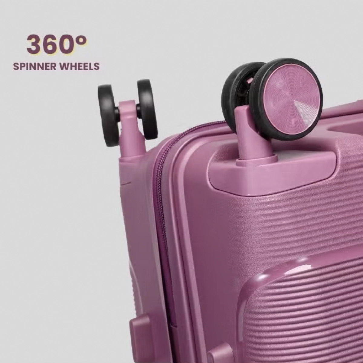 British Traveller 3 Piece Polypropylene Hard Side Spinner Luggage Trolley Set 20/24/28 Inch - Purple-5-5
